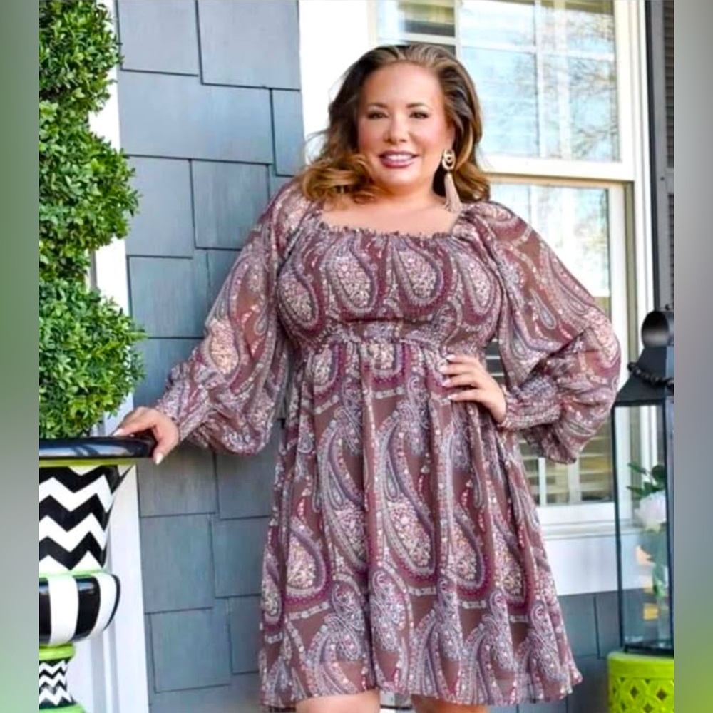 Perfectly Priscilla Plum Paisley Print Dress